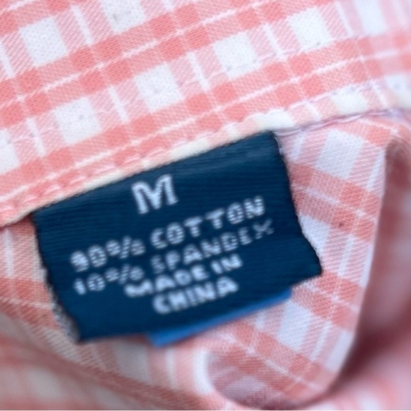 Fish Hippie Men's Long Sleeve Button-Up Shirt, Size M, Plaid, Peach/White - Picture 4 of 9